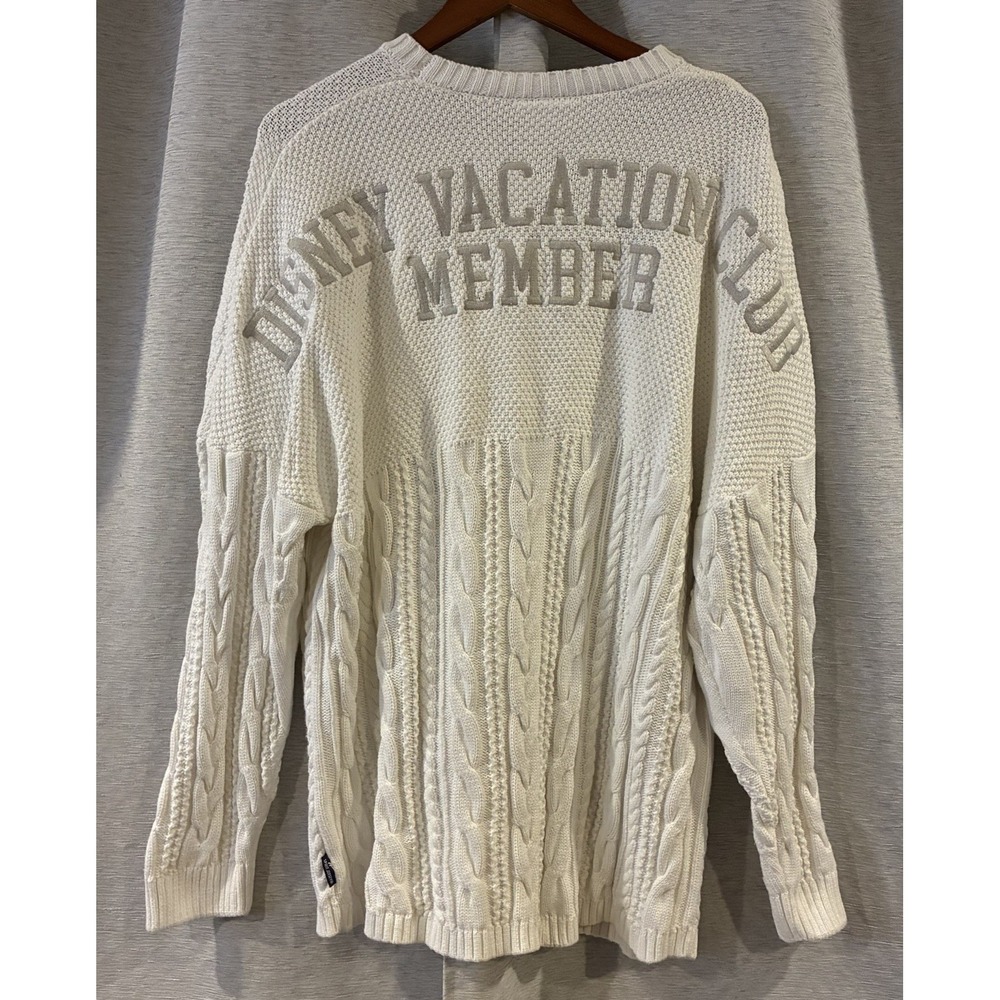 Disney‎ Vacation Club Member Spirit Jersey Heavy Cable Knit Pullover White XL